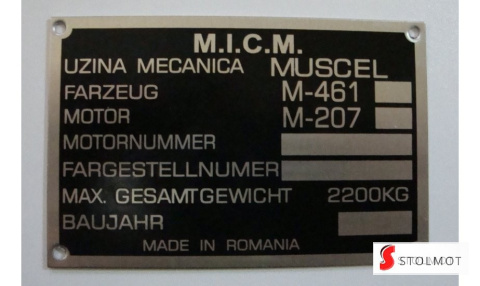 ARO MUSCEL 461 TABLICZKA ZNAMIONOWA ARO MUSCEL 461 TABLICZKA ZNAMIONOWA