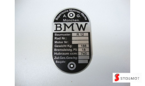 BMW R 12 TABLICZKA ZNAMIONOWA BMW R 12 TABLICZKA ZNAMIONOWA