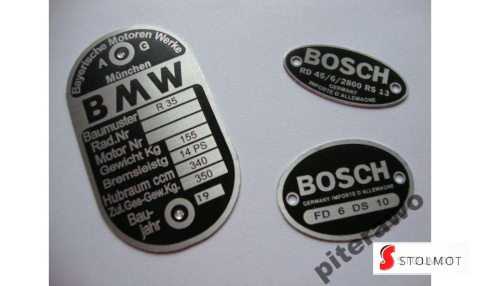BMW R 35 TABLICZKI ZNAMIONOWE BMW R 35 TABLICZKI ZNAMIONOWE