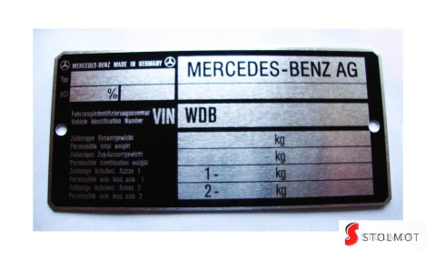 MERCEDES 108 TABLICZKA ZNAMIONOWA MERCEDES 108 TABLICZKA ZNAMIONOWA