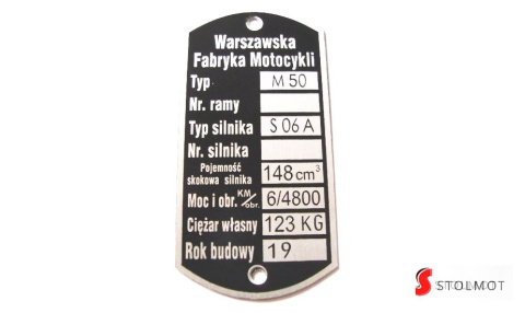 OSA M50 TABLICZKA ZNAMIONOWA OSA M50 TABLICZKA ZNAMIONOWA