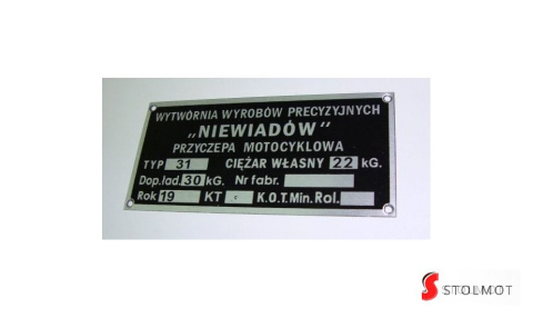 PRZYCZEPKA NIEWIADÓW TABLICZKA ZNAMIONOWA PRZYCZEPKA NIEWIADÓW TABLICZKA ZNAMIONOWA