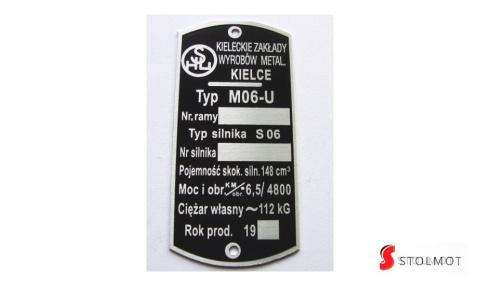 SHL M06 U TABLICZKA ZNAMIONOWA SHL M06 U TABLICZKA ZNAMIONOWA