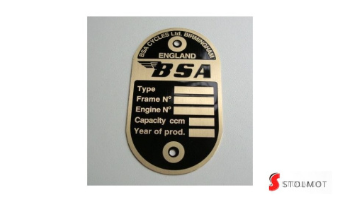 TABLICZKA ZNAMIONOWA BSA TABLICZKA ZNAMIONOWA BSA