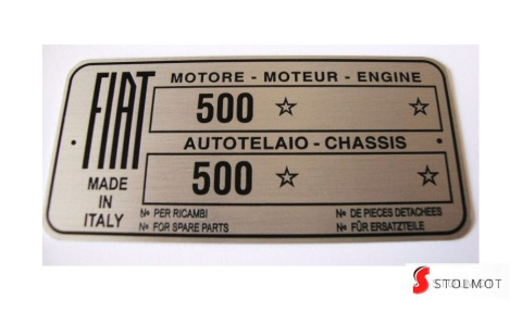 TABLICZKA ZNAMIONOWA FIAT 500 TABLICZKA ZNAMIONOWA FIAT 500