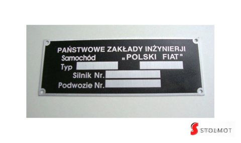 TABLICZKA ZNAMIONOWA FIAT 508 TABLICZKA ZNAMIONOWA FIAT 508