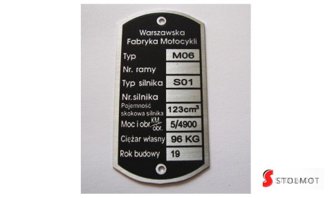 WFM M06 TABLICZKA ZNAMIONOWA WFM M06 TABLICZKA ZNAMIONOWA