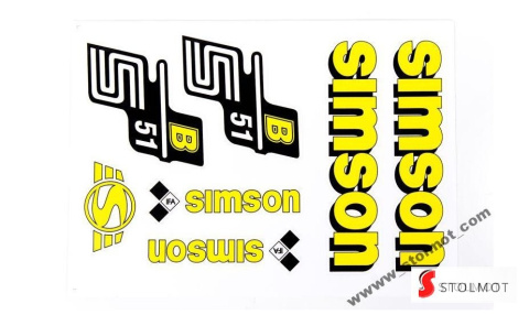 NAKLEJKI SIMSON S51 B ŻÓŁTE KOMPLET NAKLEJKI SIMSON S51 B ŻÓŁTE KOMPLET