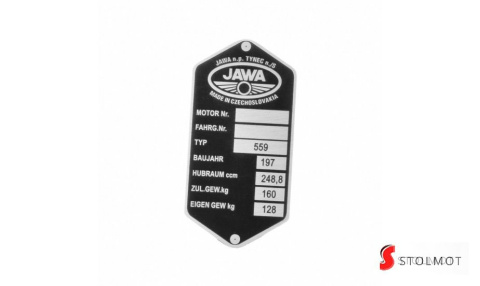 JAWA 250 559 TABLICZKA ZNAMIONOWA JAWA 250 559 TABLICZKA ZNAMIONOWA