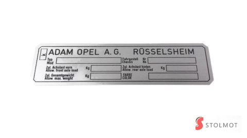 TABLICZKA ZNAMIONOWA OPEL TABLICZKA ZNAMIONOWA OPEL
