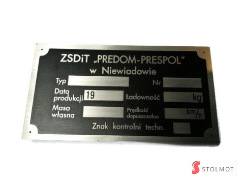 TABLICZKA ZNAMIONOWA PRZYCZEPKA NIEWIADÓW 3 TABLICZKA ZNAMIONOWA PRZYCZEPKA NIEWIADÓW 3